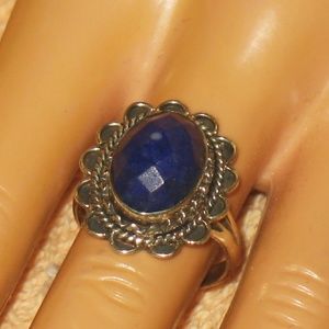 AWESOME BLUE LAPIS GEMSTONE STERLING SILVER RING 8